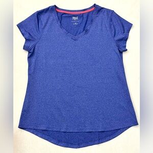 Everlast Blue Top V-Neck T-shirt Women's Polyester + Spandex Short Sleeve Tee